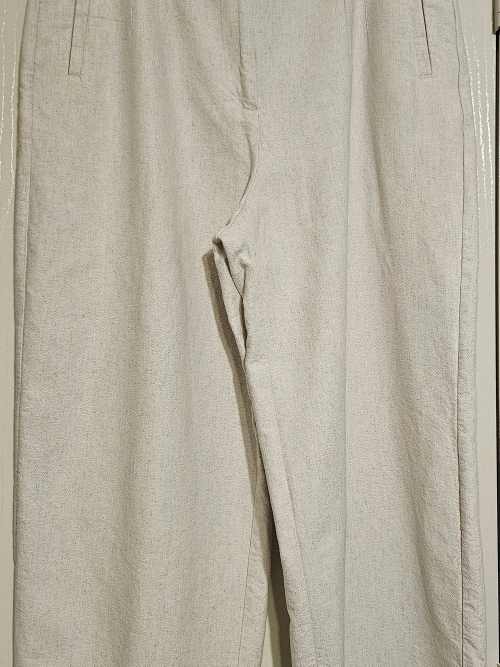 Zara Light Beige Wide-Leg Linen-Blend Pants- fit like size LG